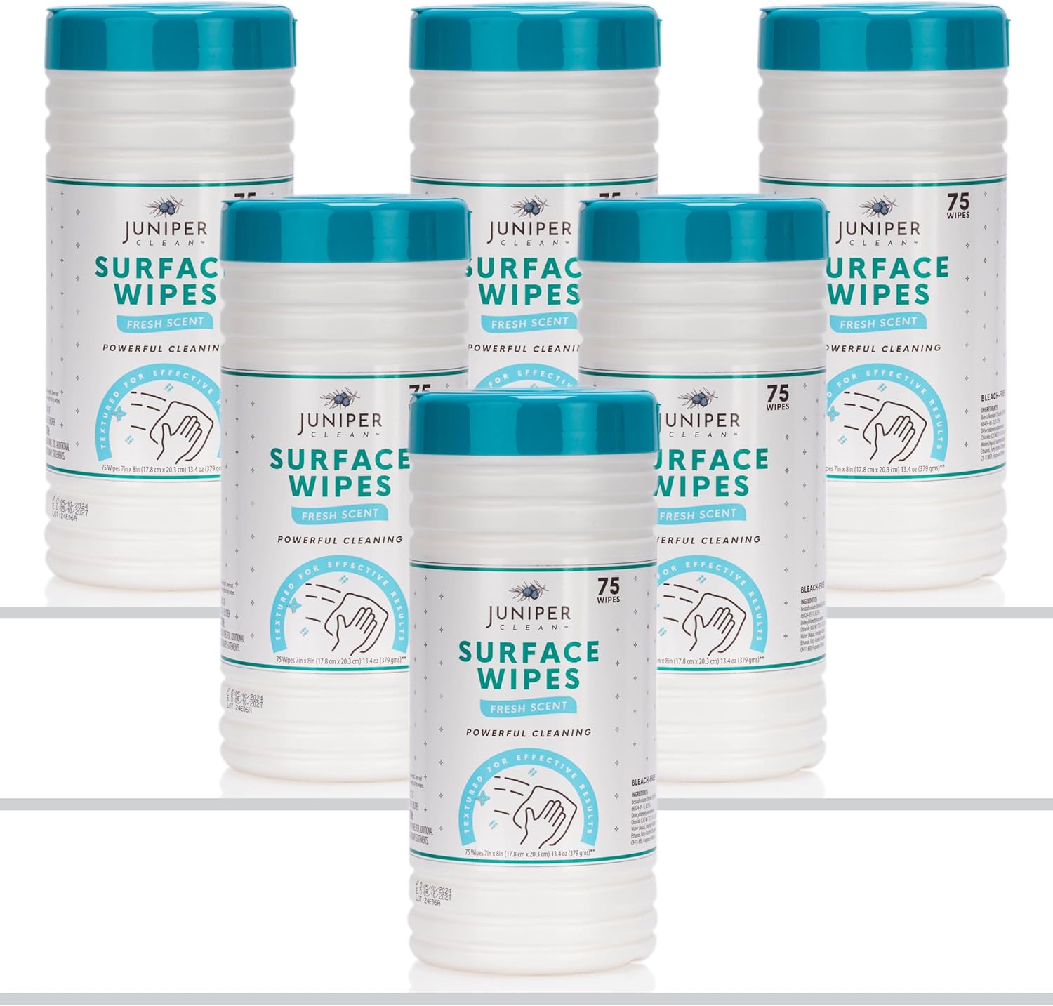 6 Pack Surface Cleaning Wipes Bleach Free, All-Purpose Cleaner for Bathroom, Kitchen, Office, 450