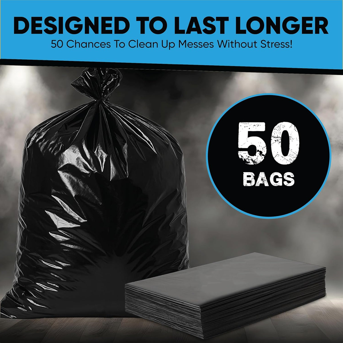 Contractor Garbage Bags 55 Gallon Heavy Duty | 50 Count | 3 Mil Construction Bags Heavy Duty with
