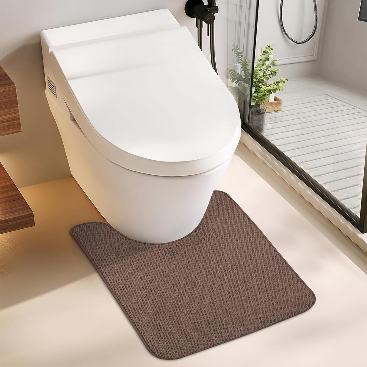Toilet Rugs U Shaped Bathroom Rug,Machine Washable Non Slip Quick Dry Super Absorbent Ultra Thin