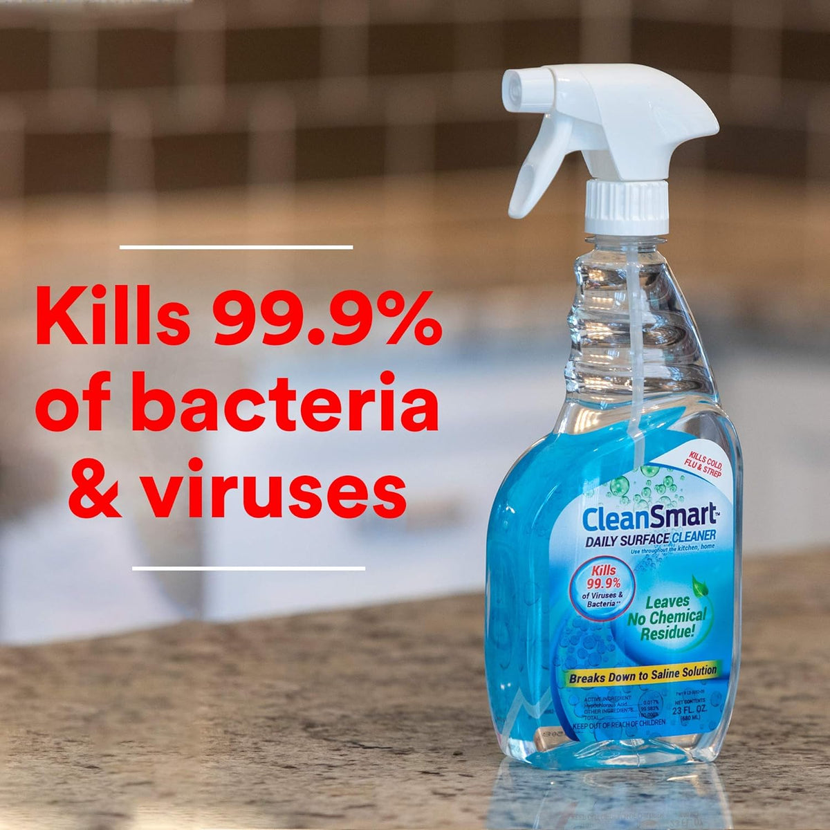 CleanSmart Daily Surface Cleaner and Pet-Safe Disinfectant, Kills 99.9% of Viruses, Bacteria, 23