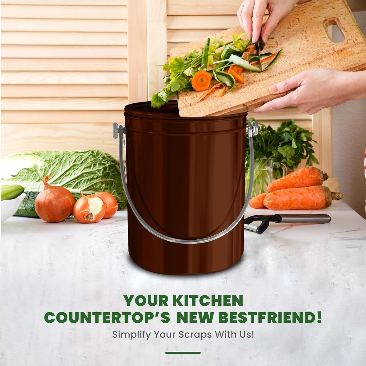 Utopia Kitchen Compost Bin for Kitchen Countertop, 1.3 Gallon Compost Bin for Kitchen with Lid