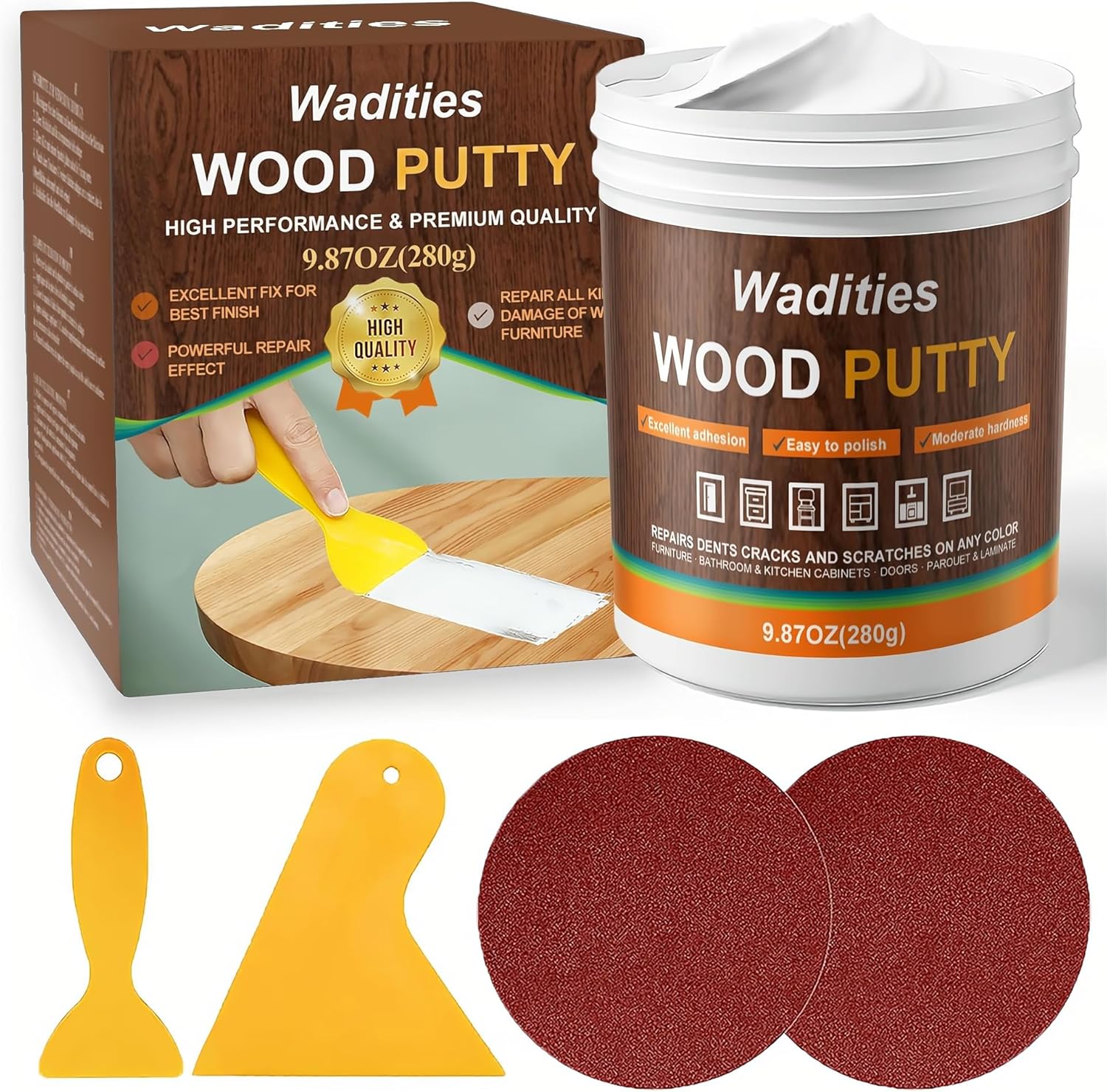 White Wood Filler, White Wood Putty, Paintable Stainable Wood Repair Putty, 9.87 Ounce Wood