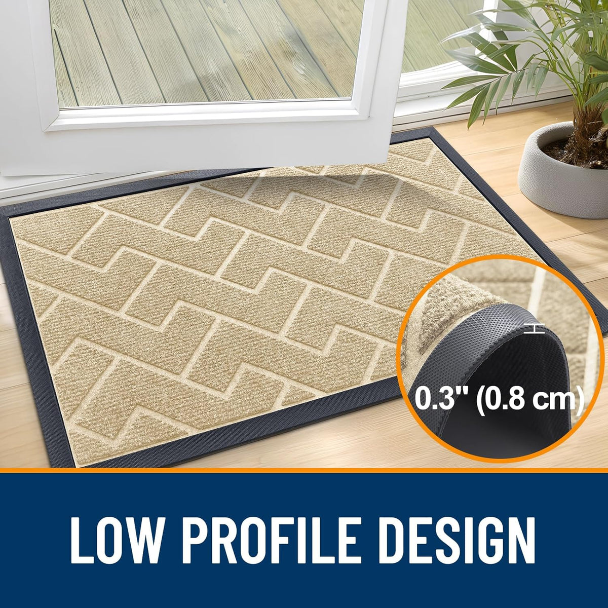 OLANLY Front Door Mat Indoor Outdoor Entrance, Waterproof All-Season, All-Weather Doormat, Sturdy