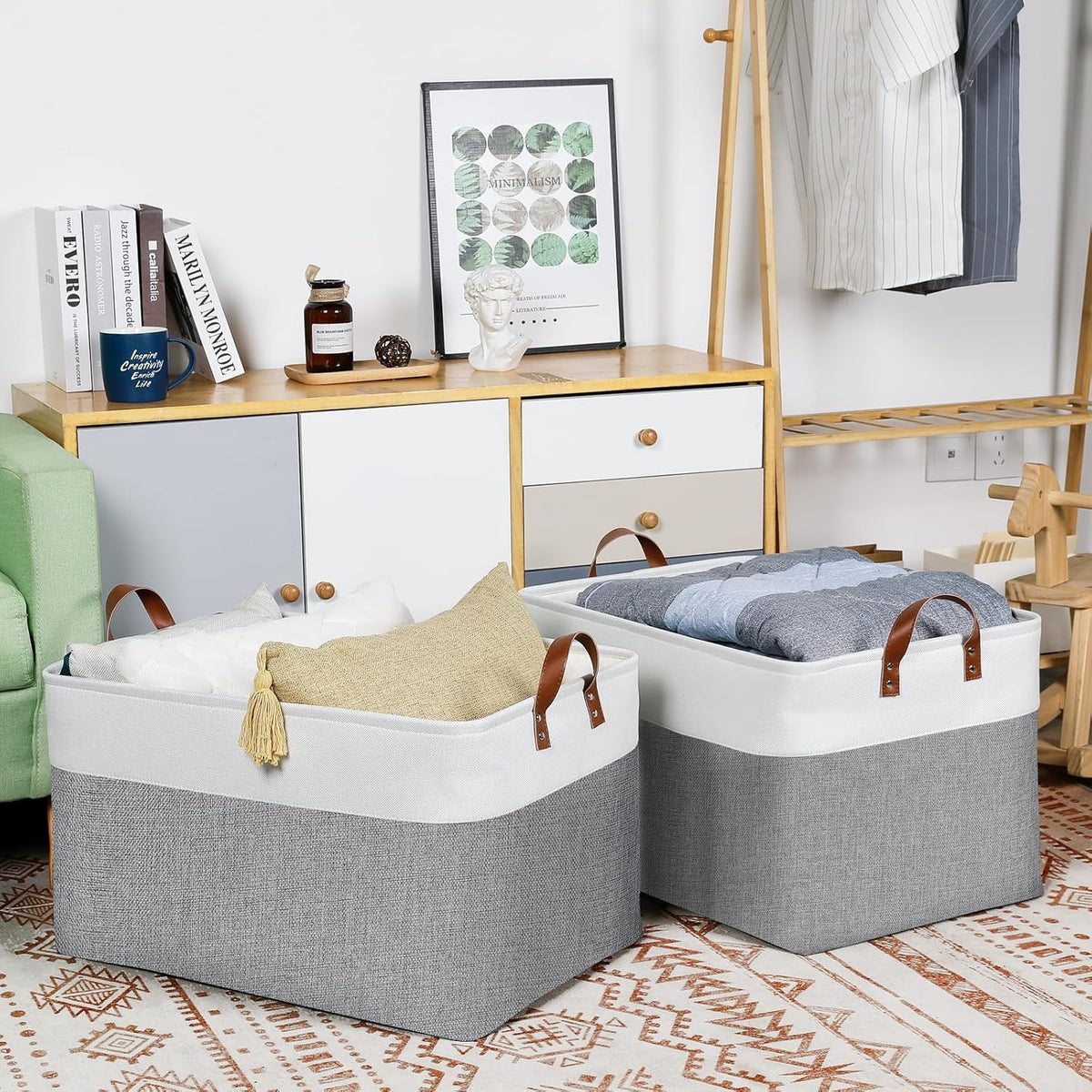 DULLEMELO Extra Large Storage Baskets for Organizing 22"x15"x13" Foldable Fabric Storage Baskets