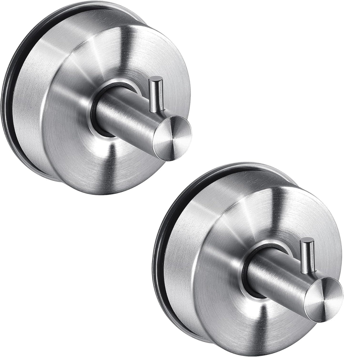 JOMOLA Brushed Stainless Steel Shower & Bathroom Hooks - No Drill Adhesive-Free Suction Cup