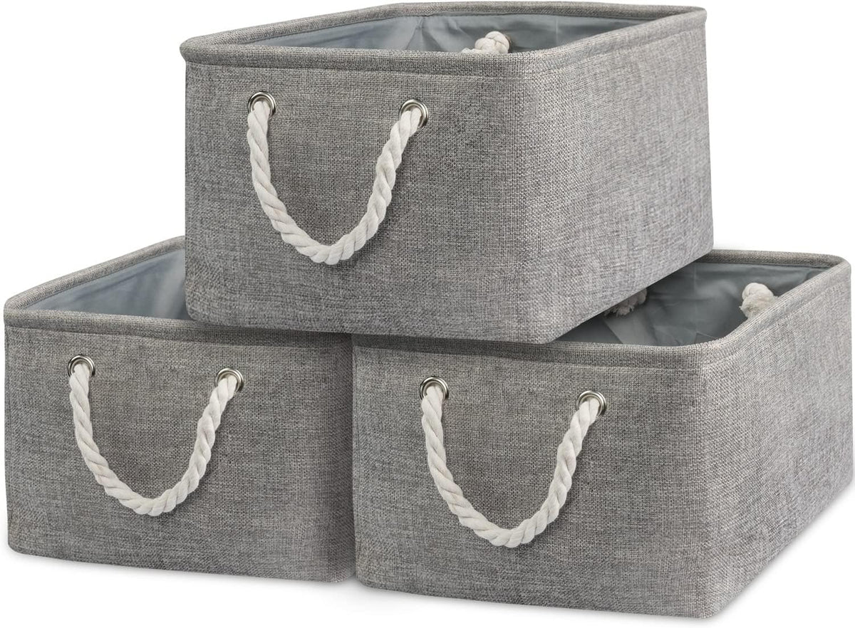 TcaFmac Storage Bins for Organization - Large 3 Pack Canvas Storage Basket for Shelves with