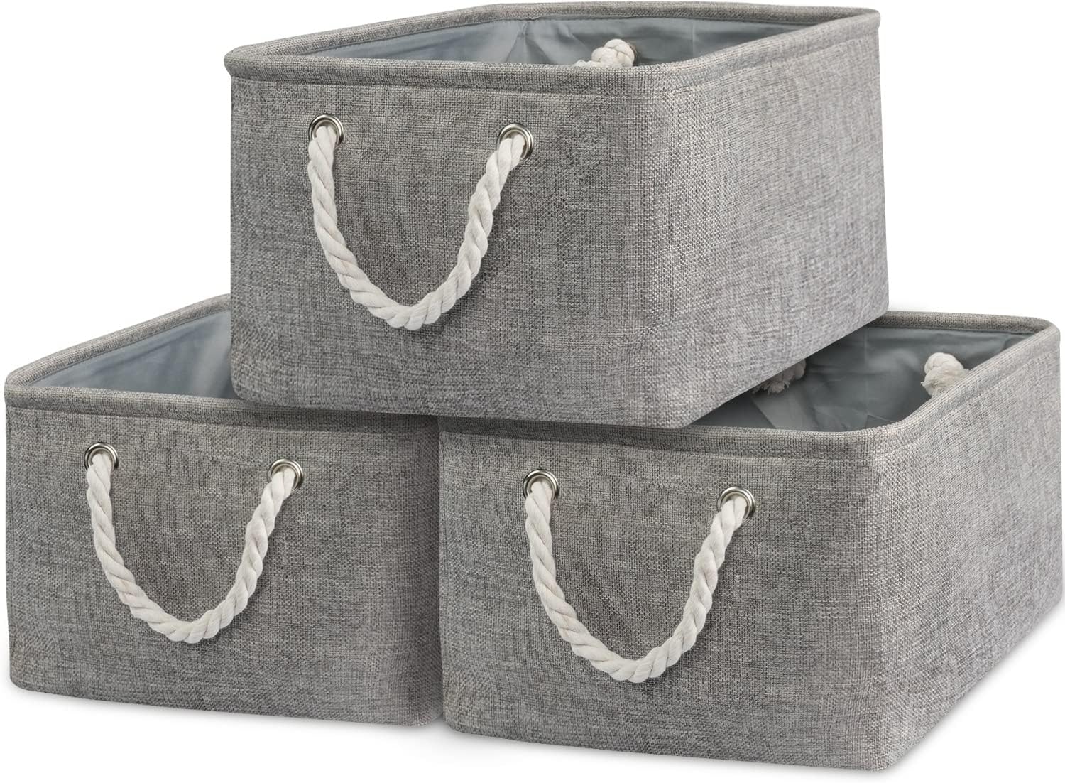 TcaFmac Storage Bins for Organization - Large 3 Pack Canvas Storage Basket for Shelves with
