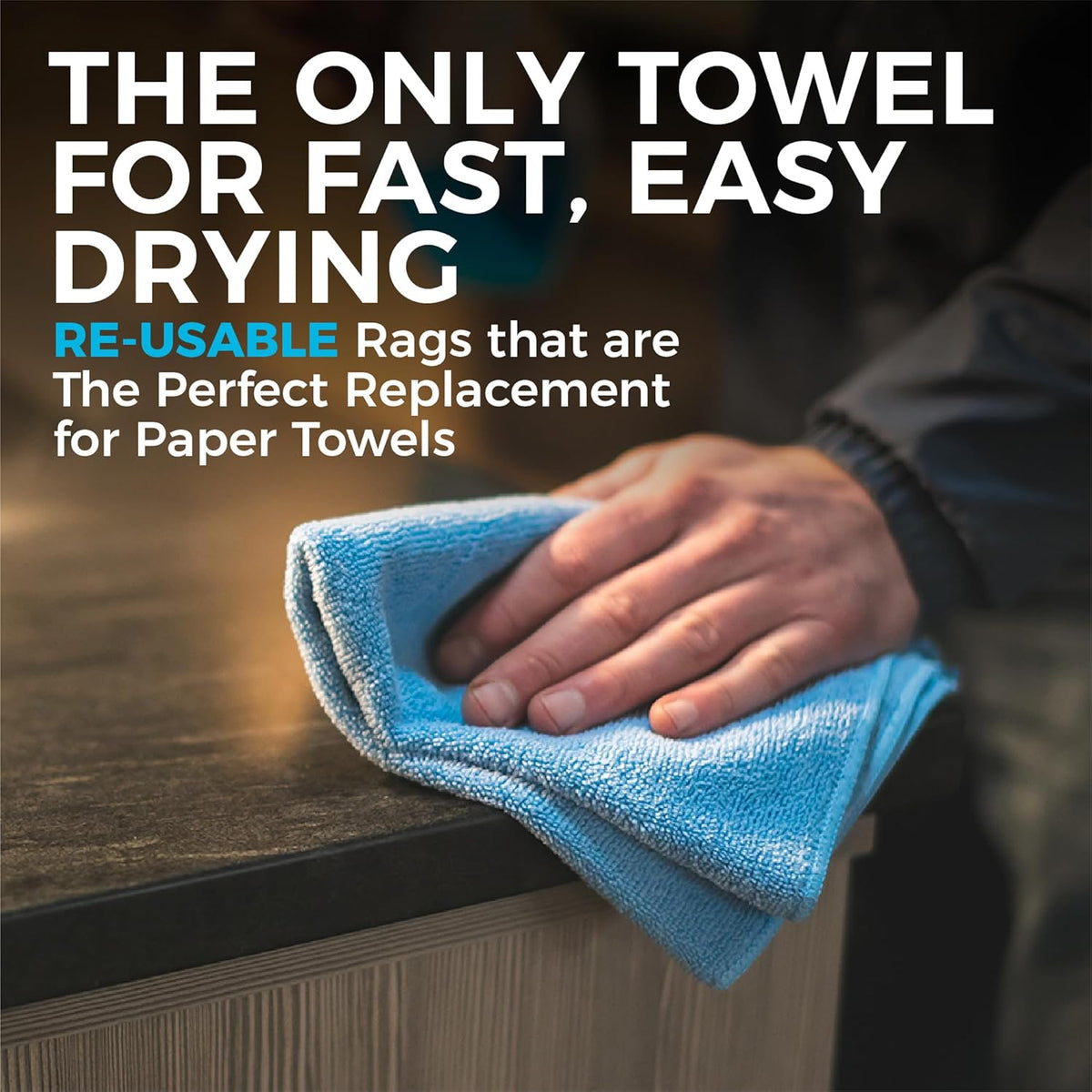 The Rag Company - All-Purpose Microfiber Terry Cleaning Towels - Commercial Grade, Highly