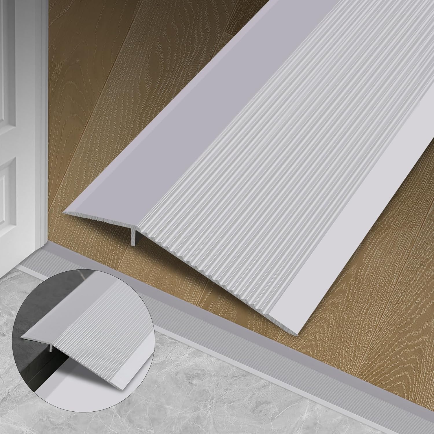 Gaahing Aluminum Floor Transition Threshold Strip, Bridge The Height Gap Between 0.3 to 1.6 inches