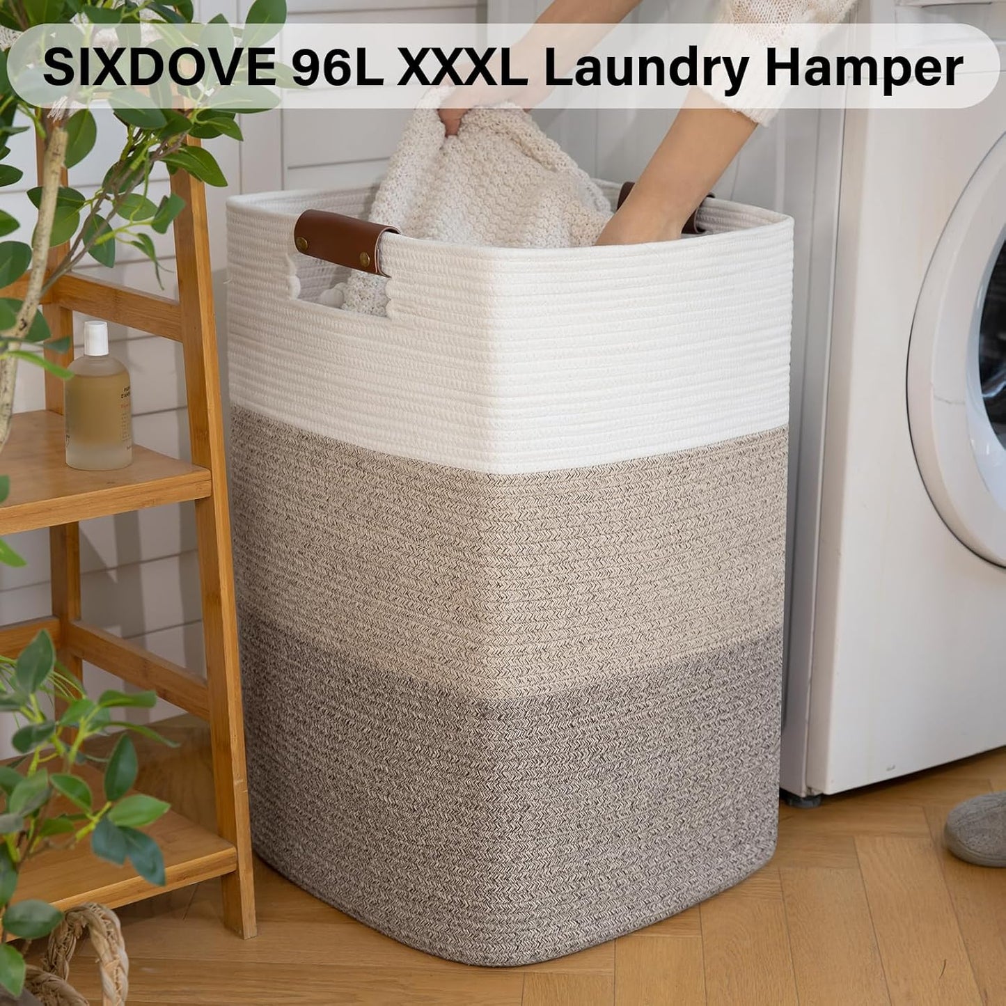 Laundry Hamper 96L Extra Large Laundry Basket, Woven Blanket Basket, Cotton Woven Storage Hamper