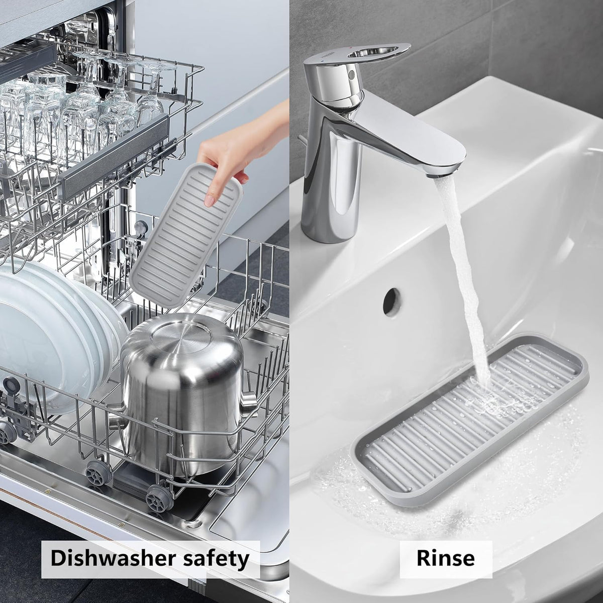 Silicone Sponge Holder 2 Pack, Dish Soap Holder for Kitchen Counter, Waterproof Sponge Soap Tray
