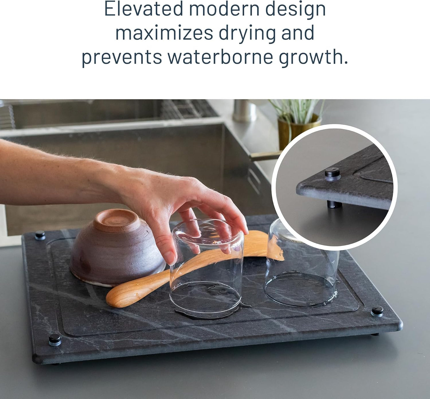 Natural Dish Drying Mat – Eco-Friendly, Rapid-Dry Technology | Modern Design | Non-Toxic | BPA-Free