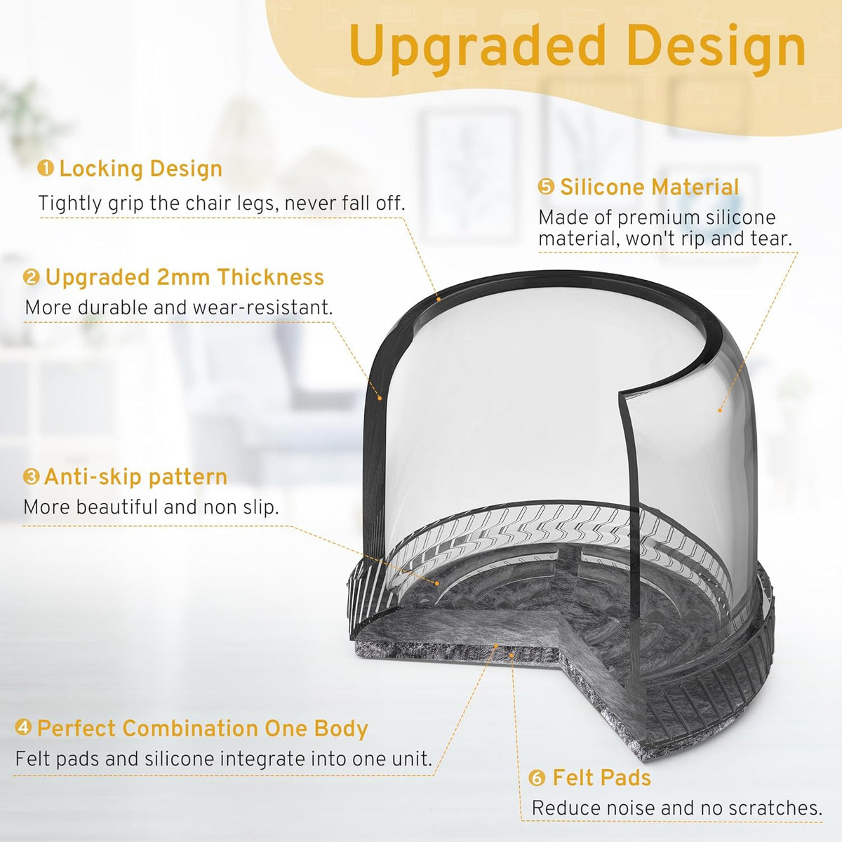 24PCS Round Chair Leg Floor Protectors, Furniture Sliders, Chair Leg Protectors for Hardwood