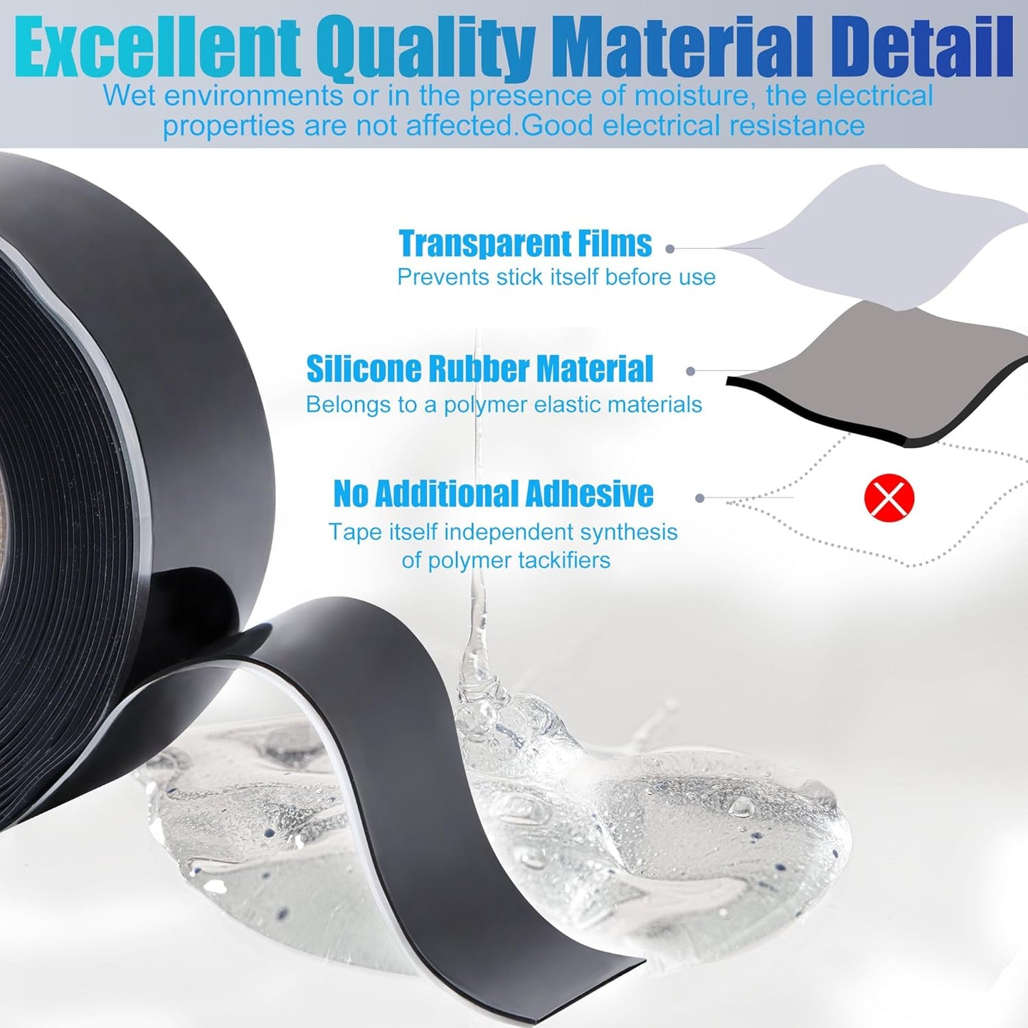 Lichamp Seal Self Fusing Silicone Tape, 1 Inch x 10 Feet x 10 Rolls, Total 100 Feet for Plumbing