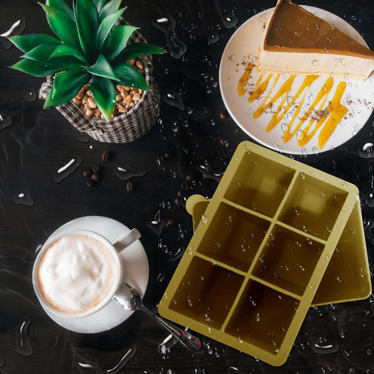 Silicone Ice Cube Trays with Lids,Large Square Ice Cube Molds for Freezer, Whiskey, Cocktail
