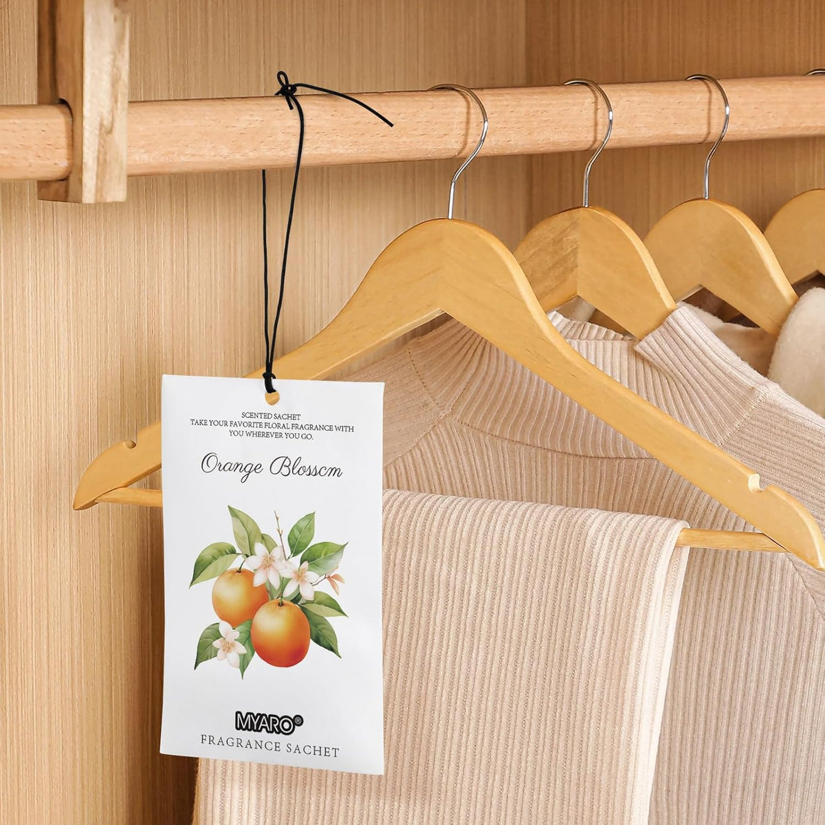 MYARO 12 Packs Orange Blossom Scented Sachets for Drawer and Closet, Long-Lasting Closet Sachet