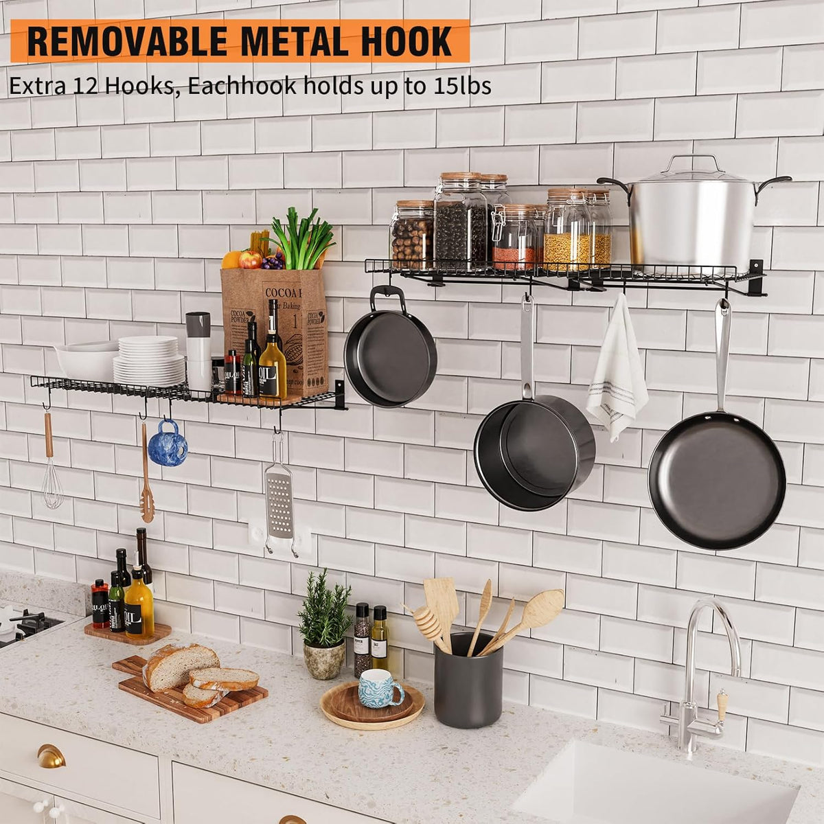 6 Pack Foldable Wall Shelf, Wall Mounted Garage Storage Shelves, Heavy Duty Wall Shelving Supports
