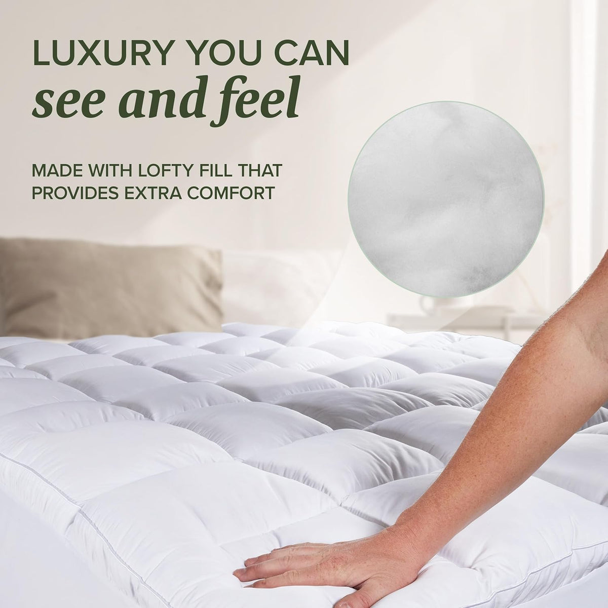 Beckham Hotel Collection Queen Size Mattress Pad (Extra Padded) & Protector Hybrid - Quilted Pillow