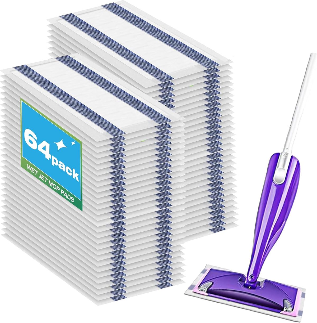 Upgraded Mop Pad Refill for Swiffer Wet Jet, 64 Counts Disposable Multi-Surface Cleaning Pads for