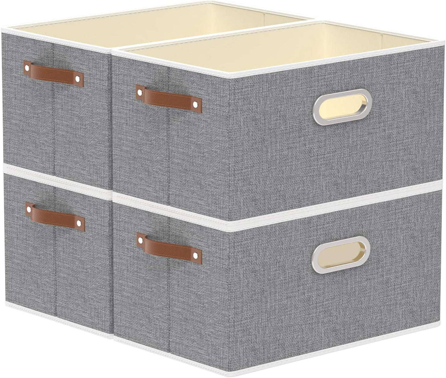 Yawinhe Foldable Storage Baskets for Shelves, Fabric Closet Organizers, Bins with 3 Handles, Cubes
