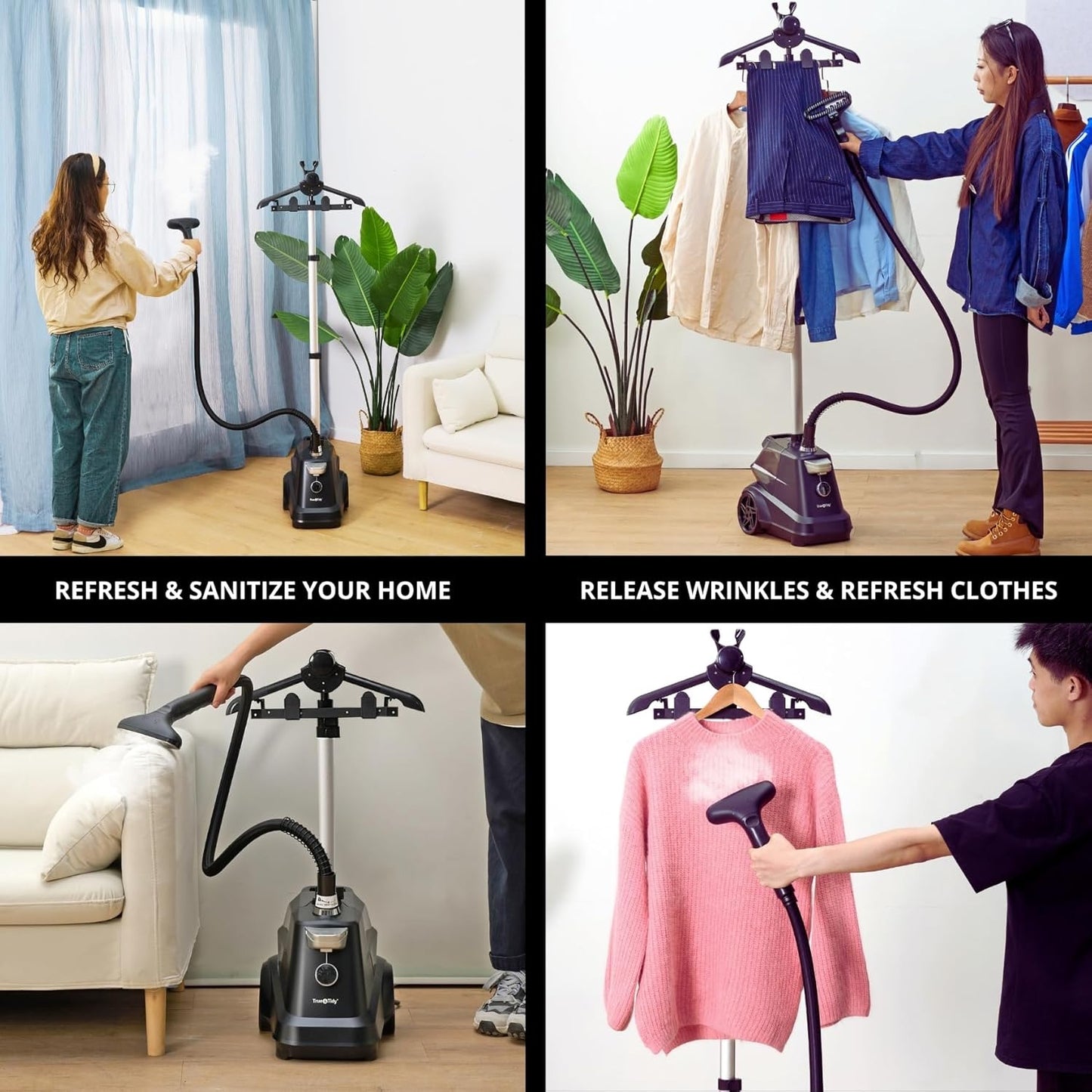 True & Tidy® Heavy-Duty Commercial Industrial Standing Garment Steamer for Clothes, 1800 watts, XL