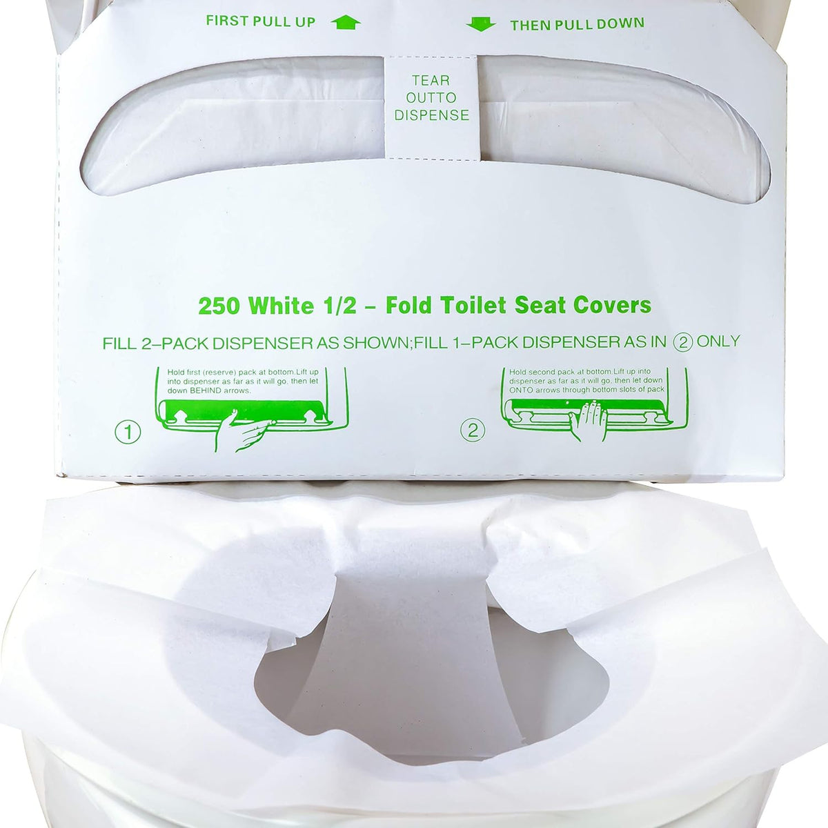 Biodegradable Half-Fold Toilet Seat Covers 250Pk. Self-Flushing, Disposable Potty Papers Keep