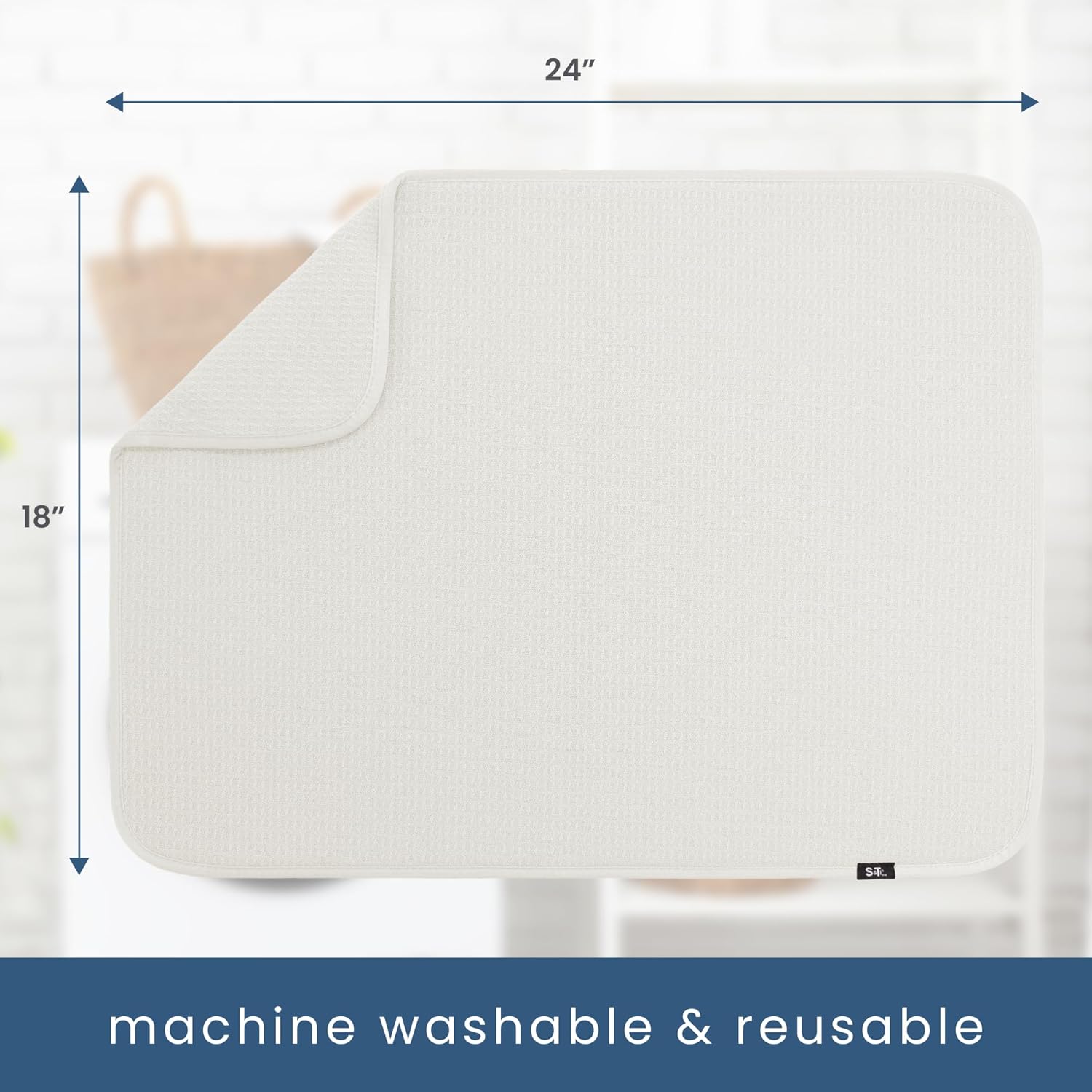 S&T INC. Dish Drying Mat XL, 18” x 24”, Absorbent Microfiber Kitchen Counter Mat, Dish Drying Pad
