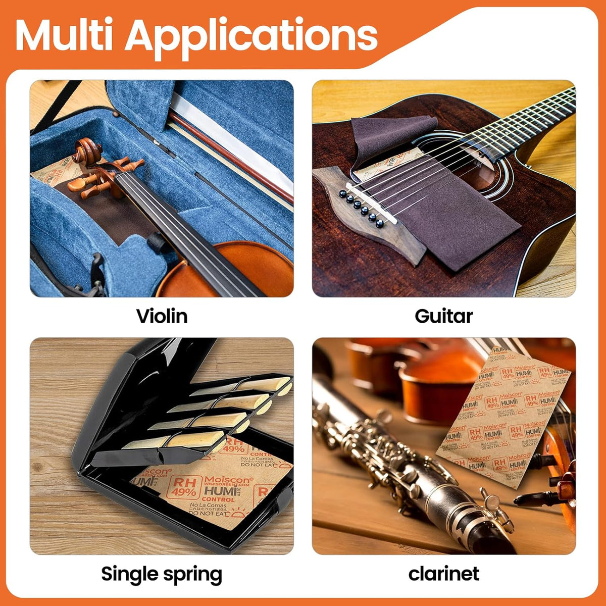 49% Two-Way Humidity Control Packs for Guitars & Wooden Instruments - 70g Moisture Absorbers