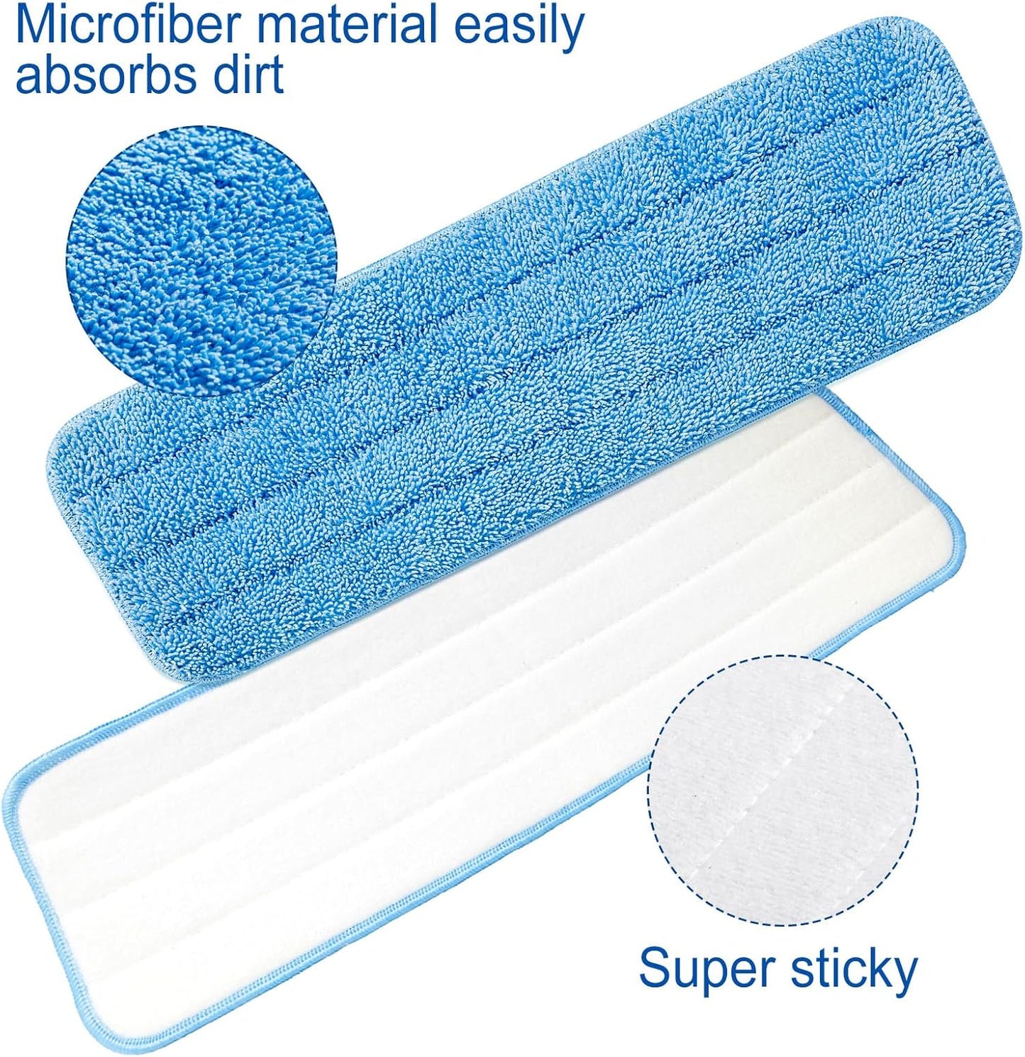 24 Pack Microfiber Mop Pad, Spray Mop Replacement Heads for Wet Dry Mops, Machine Washable Reusable