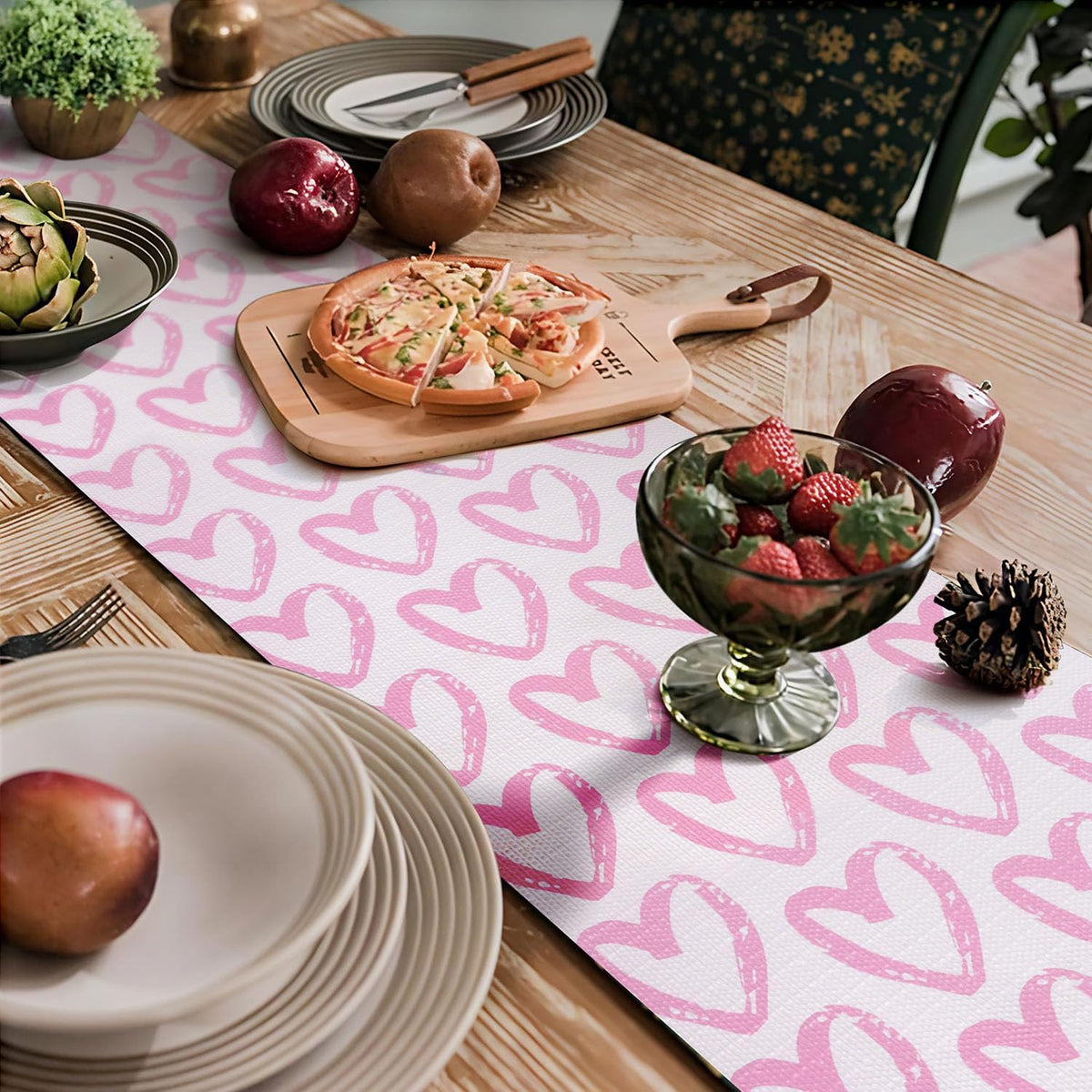 Pink Heart Drawer Liner for Cabinets, Shelf Liner Non-Adhesive and Strong Non-Slip Cabinet Drawer