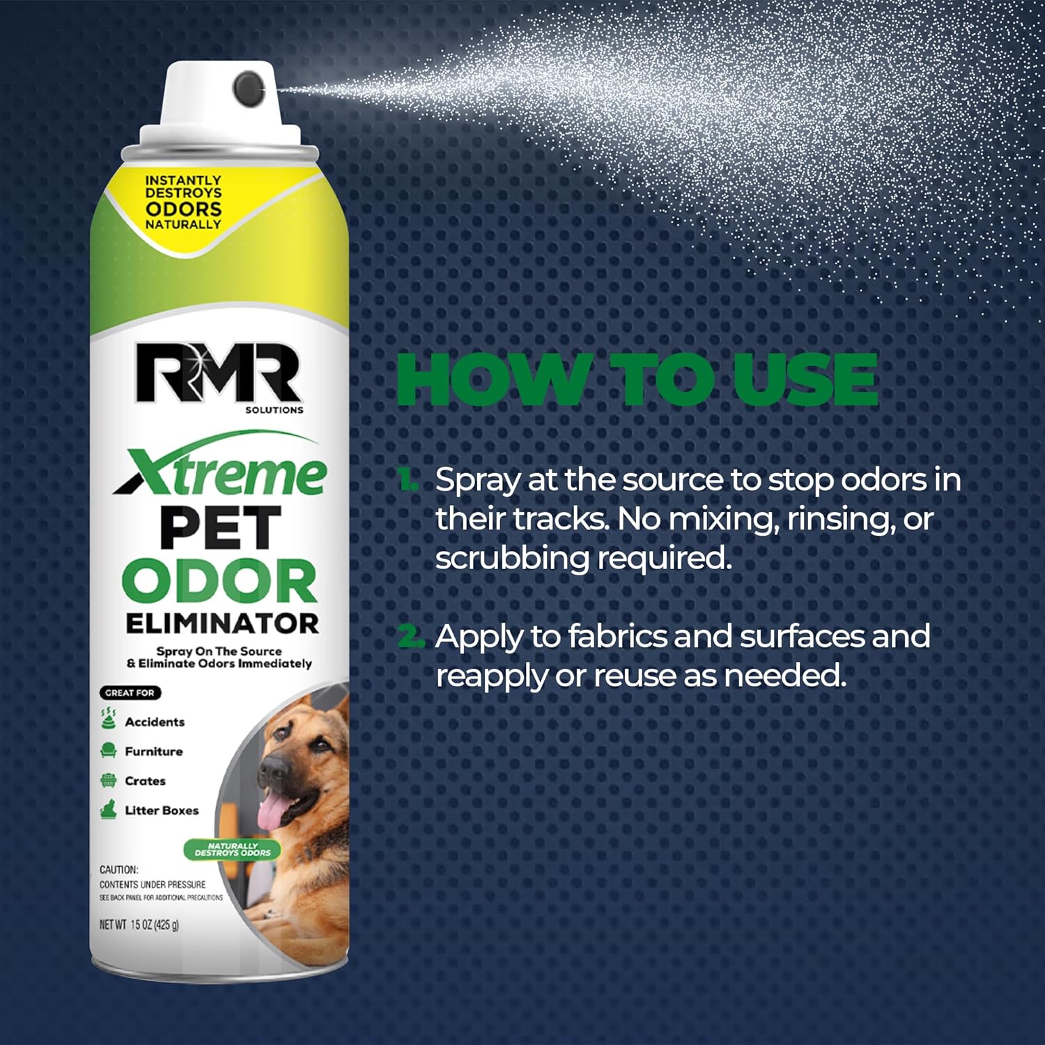 RMR Xtreme Pet Odor Eliminator Spray - Neutralize Strong Urine, Litter, Furniture, Crate, and