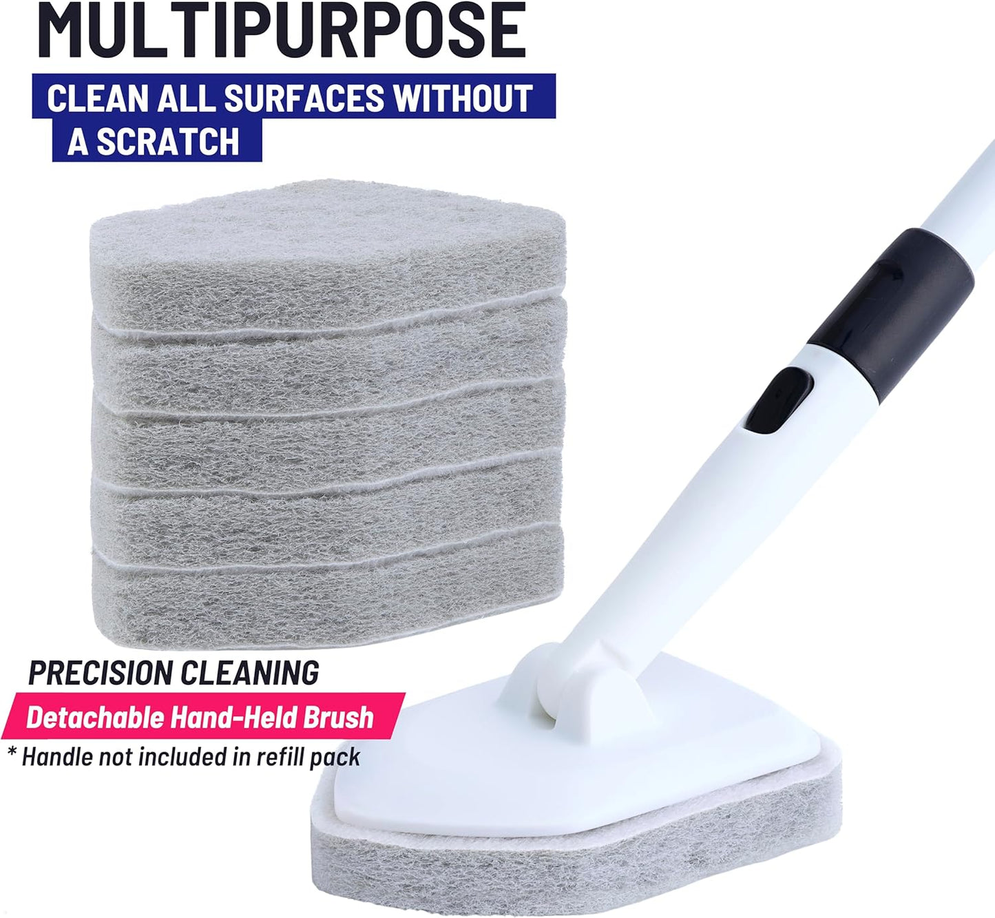 Replacement Scrubber Refill for Moku Home Extendable Tub Tile Shower Brush for Cleaning Non-Scratch