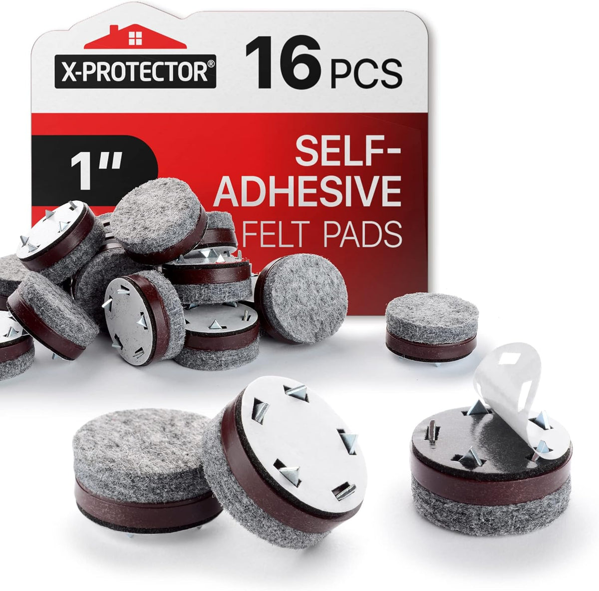 Felt Furniture Pads X-Protector 16 PCS - 1" Felt Pads with Prongs - Premium Felt Chair Pads