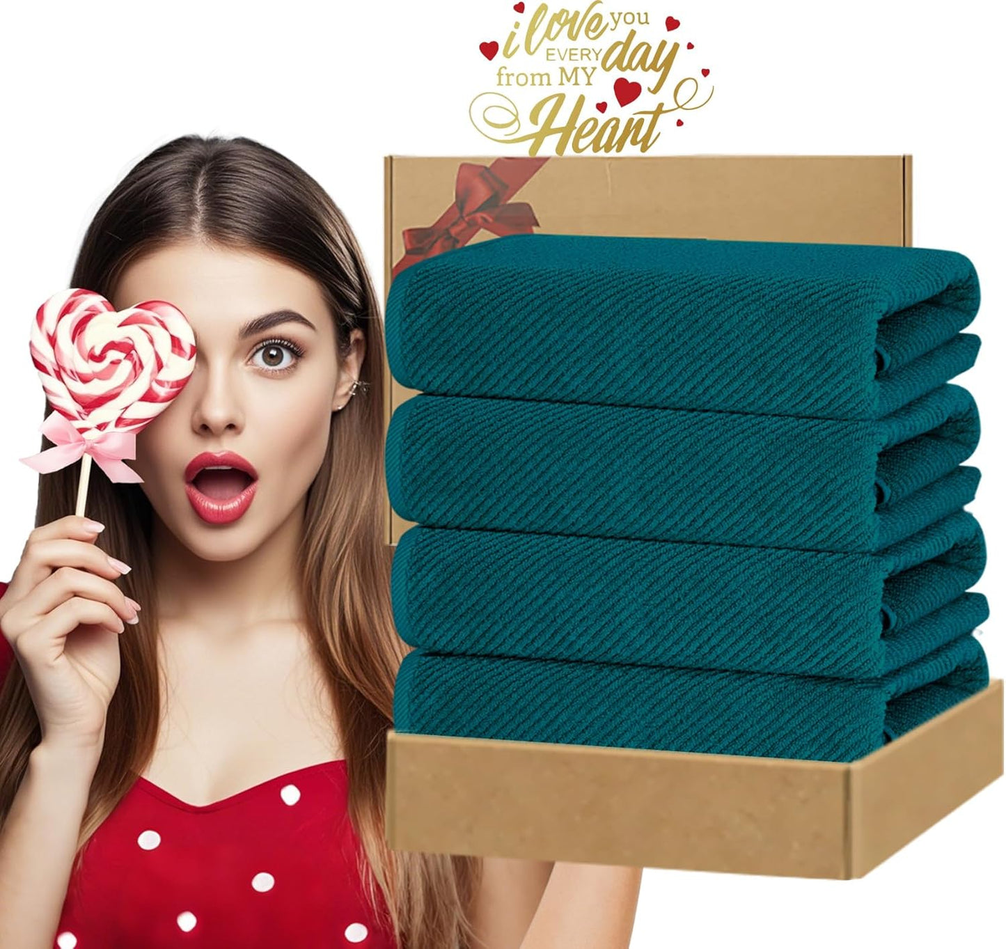 VOOVA & MOVAS Bath Towels Set of 4, Large 30" x 56" - 100% Cotton | Thick | Light Weight | Soft |