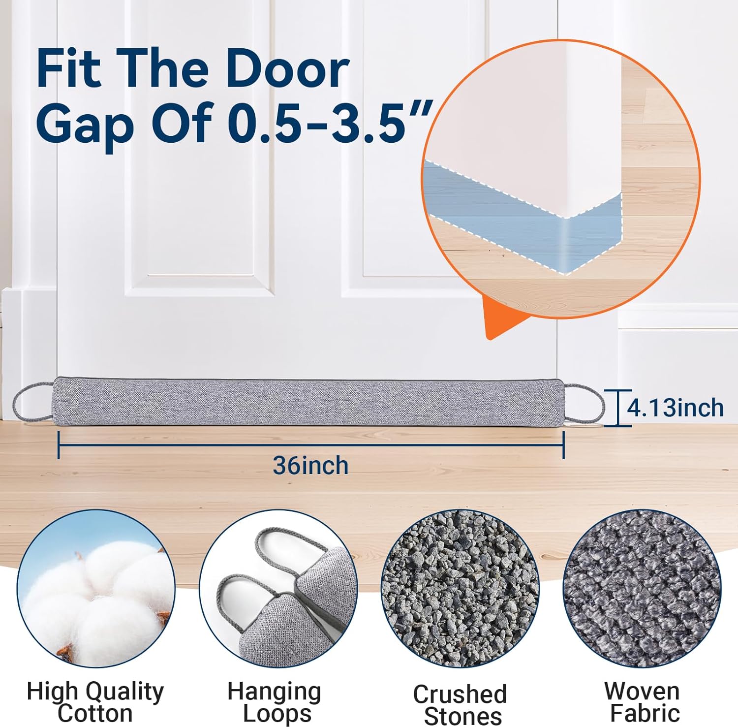 Door Draft Stopper for Bottom of Door, 36’’ Heavy Duty Under Door Draft Blocker Gap Filler, Door