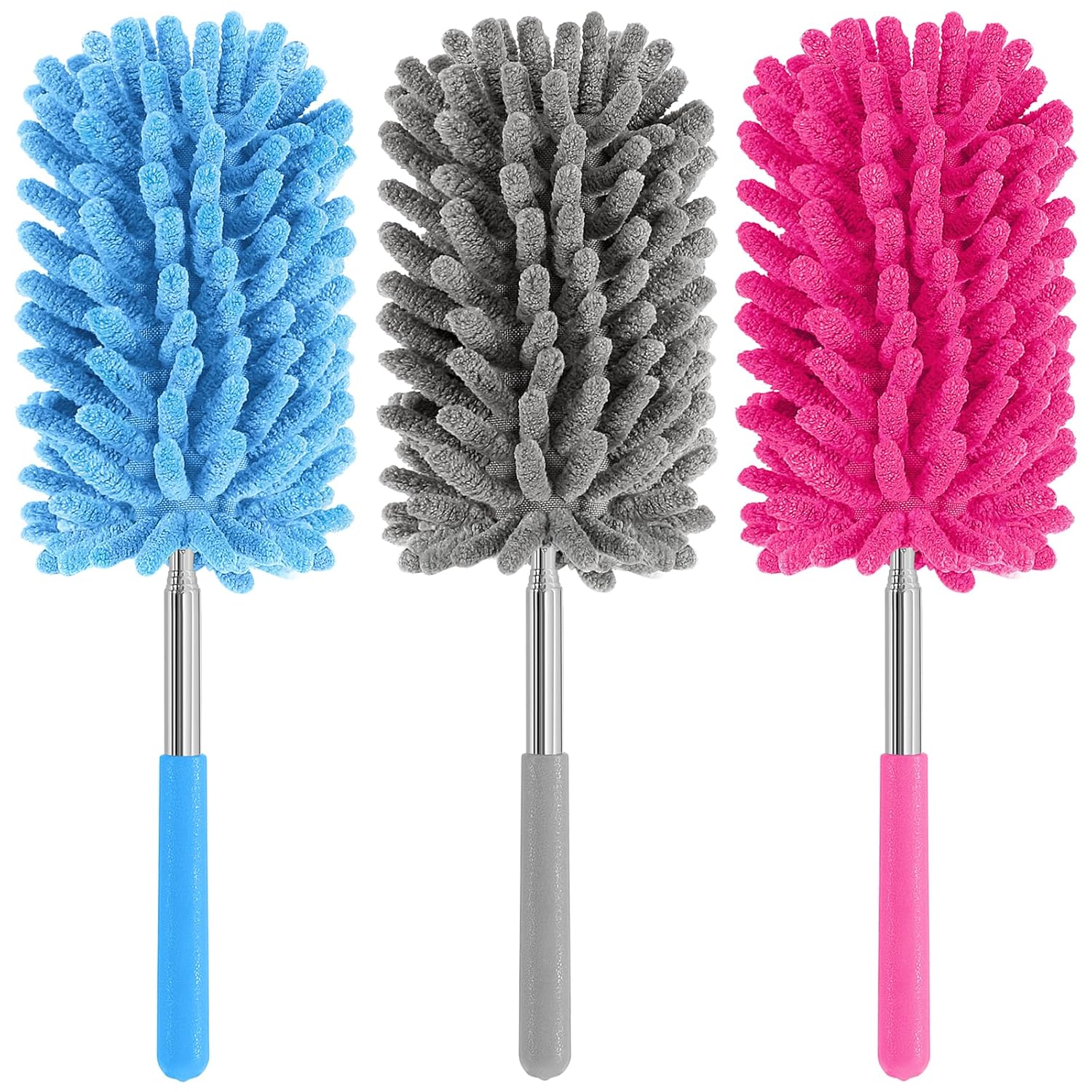 Mini Duster for Cleaning, 360° Bendable Hand Dusters with Extension Pole, Washable Small Duster for