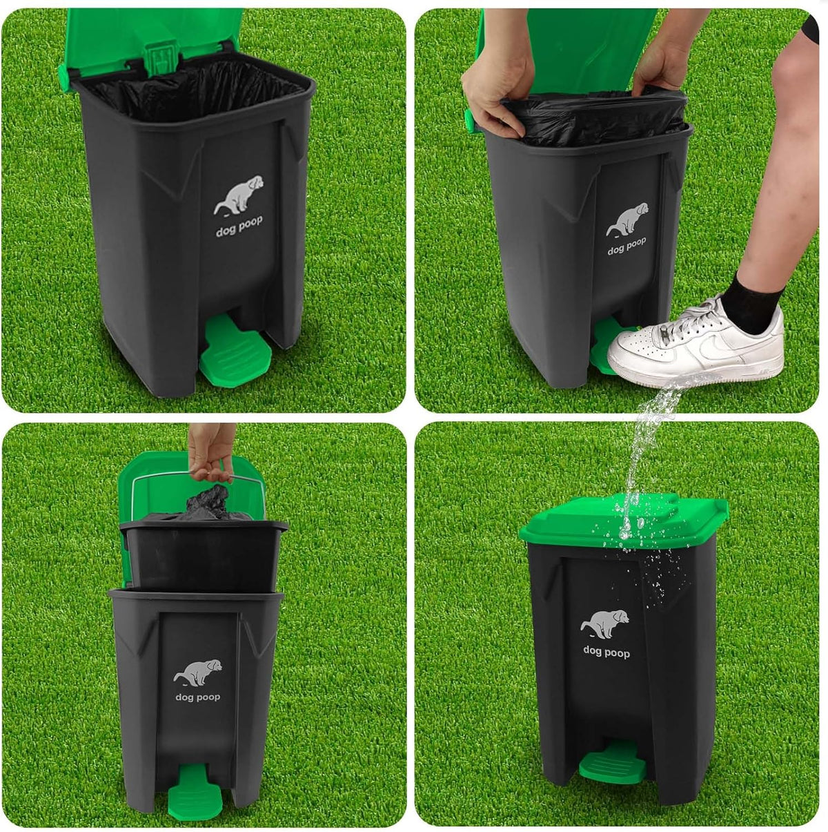 Dog Poop Trash Can Outside, 20L/5Gallon Dog Waste Trash Can with Lid, Pedal and Removable Inner