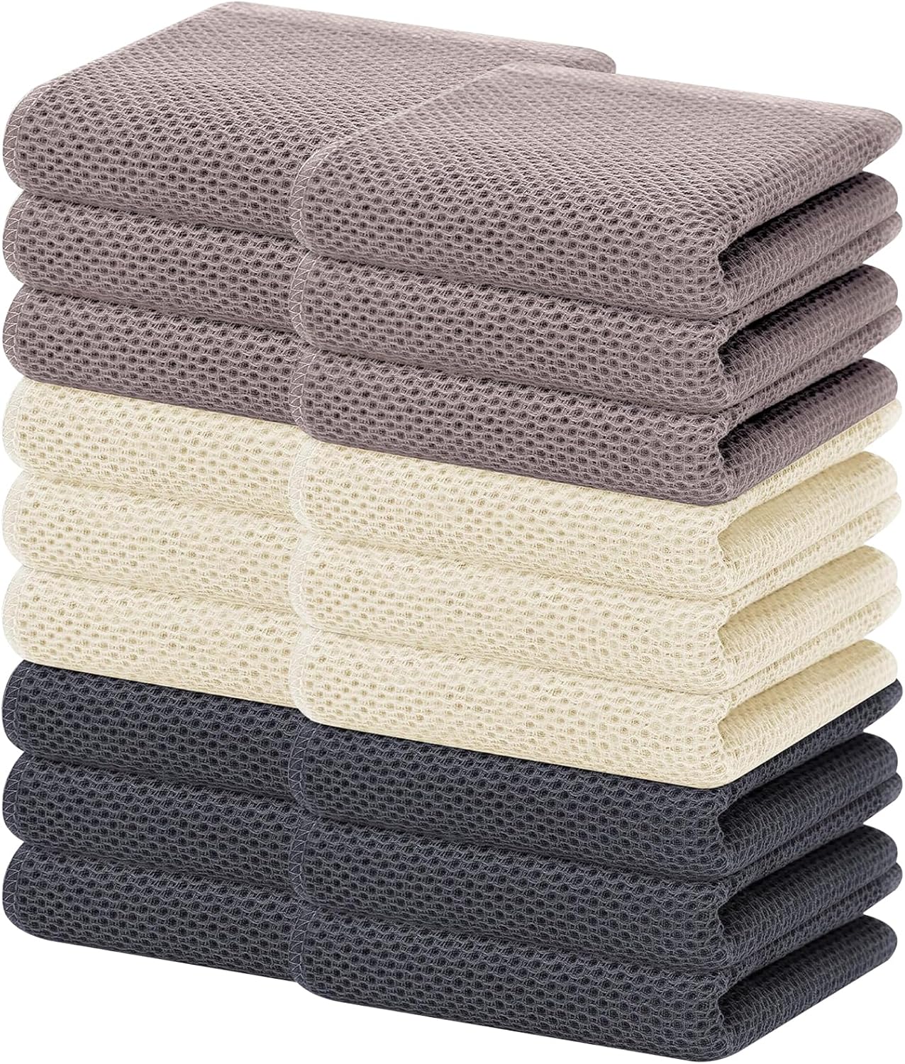 Homaxy 100% Cotton Waffle Weave Kitchen Dish Towels, Ultra Soft Absorbent Quick Drying Cleaning