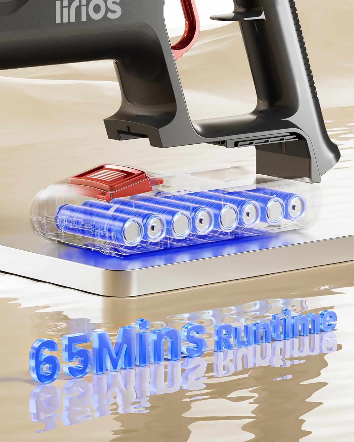 Cordless Vacuum Cleaner, 580W 48KPA 65Mins Self-Standing Vacuum Cleaners for Home, Stick Vacuum