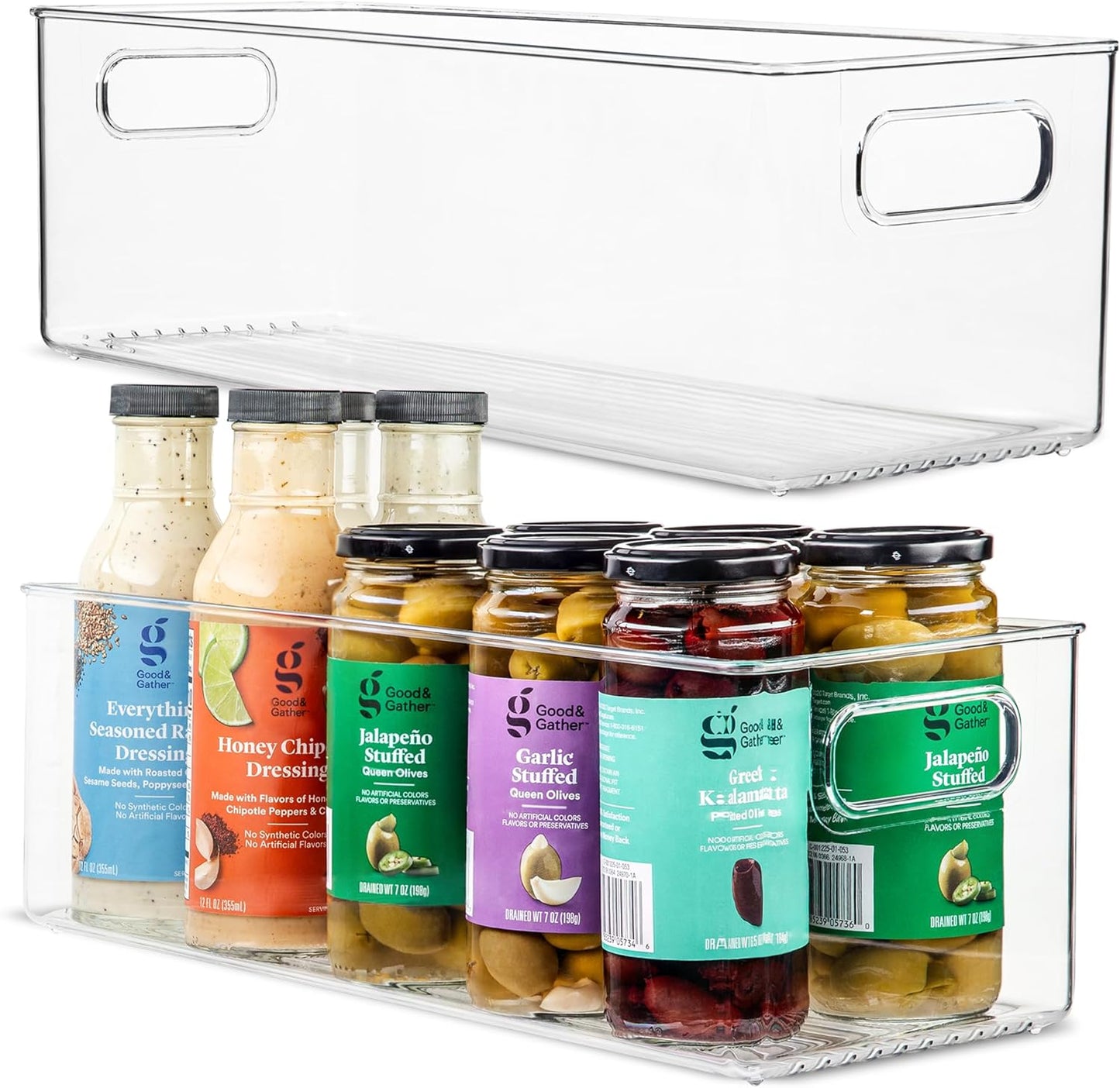 Plastic Food Storage 2 Pack Clear Container Bin with Handles for Organizing Kitchen, Pantry