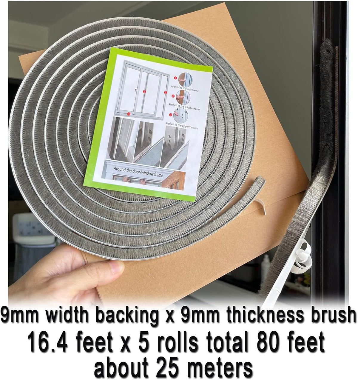 Door Sealer Weather Stripping for Sliding Window Frame Seal Strip, Pile Brush Self Adhesive