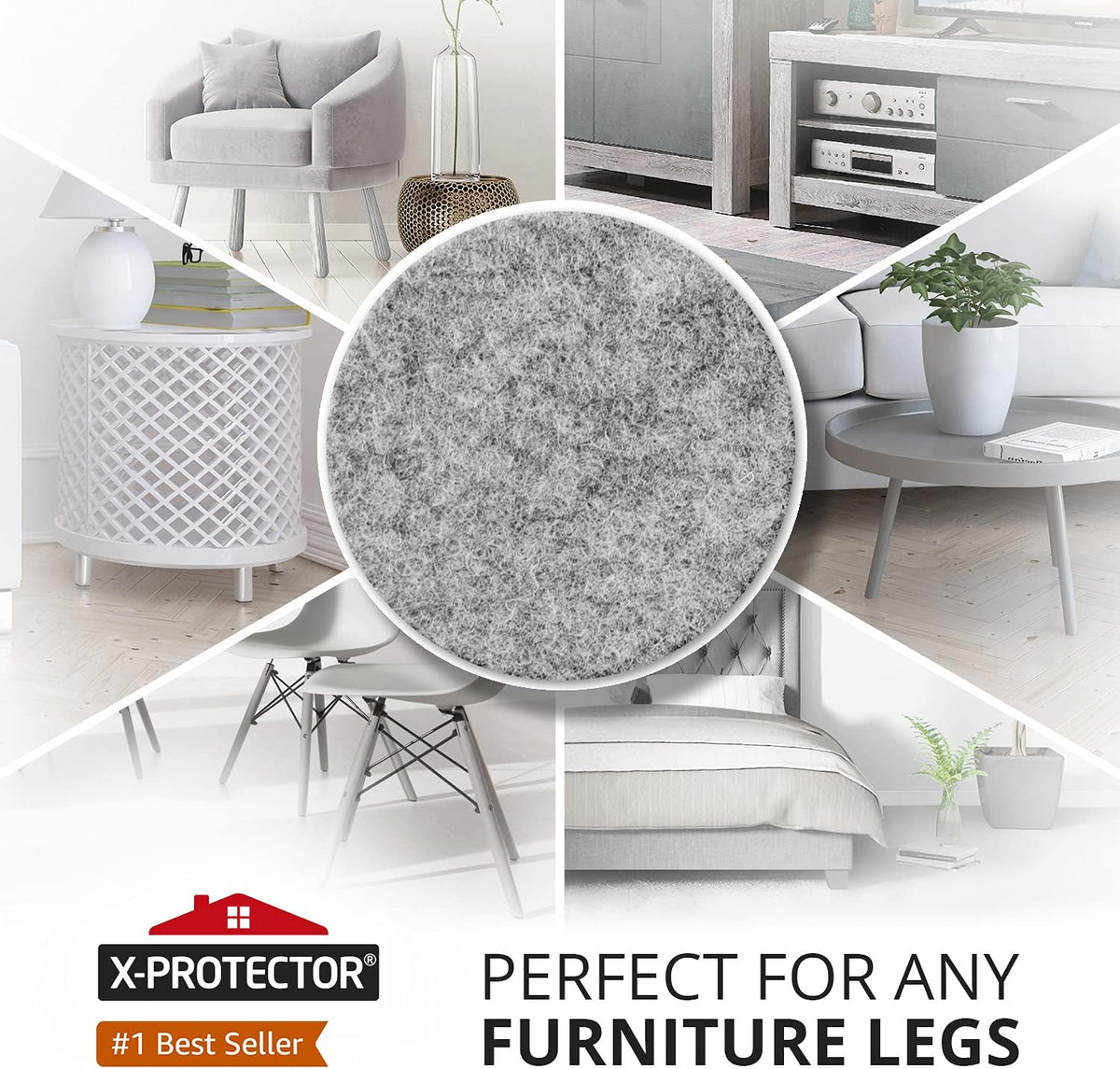 Felt Furniture Pads X-PROTECTOR - 48 Premium Felt Pads Floor Protector - Chair Felts Pads for