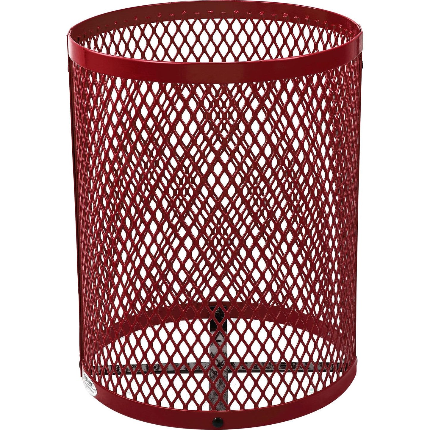 Global Industrial 36 Gallon Outdoor Steel Trash Can with Dome Lid and Raised Base, Plastic Liner
