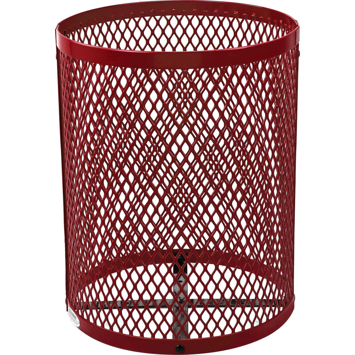 Global Industrial 36 Gallon Outdoor Steel Trash Can with Dome Lid and Raised Base, Plastic Liner