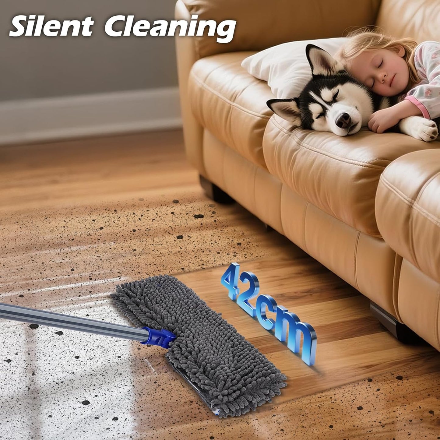 Two Sided Dust Mop Floor Cleaning System, MASTERTOP 360 Microfiber Mop with Stainless Steel