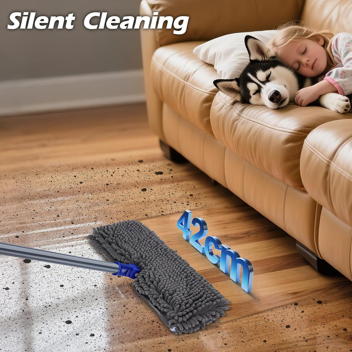 Two Sided Dust Mop Floor Cleaning System, MASTERTOP 360 Microfiber Mop with Stainless Steel