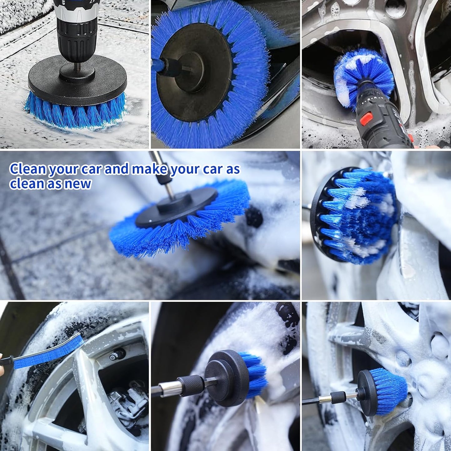 10 Pack Drill Brush Attachment Set, Drill Scrubber Brush Kit, Drill Cleaning Brush, Scrub Brush for