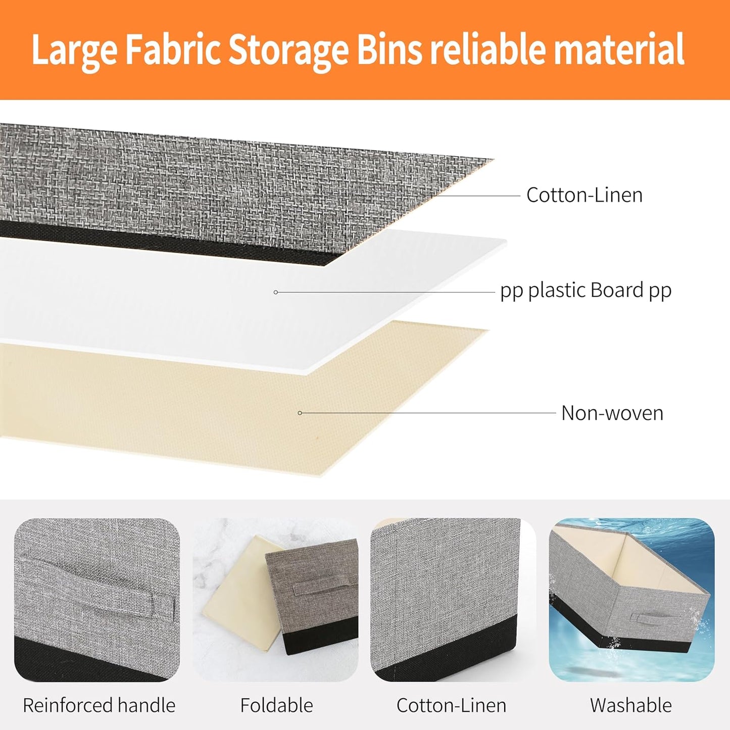 linen closet organizers and storage, 3 Pack Large Storage Baskets, Washable, Clothing Storage Bins