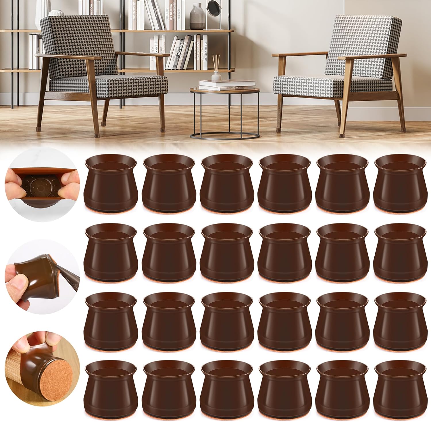 24PCS Upgraded Silicone Chair Leg Floor Protectors for Hardwood Floors, Furniture Sliders for Chair