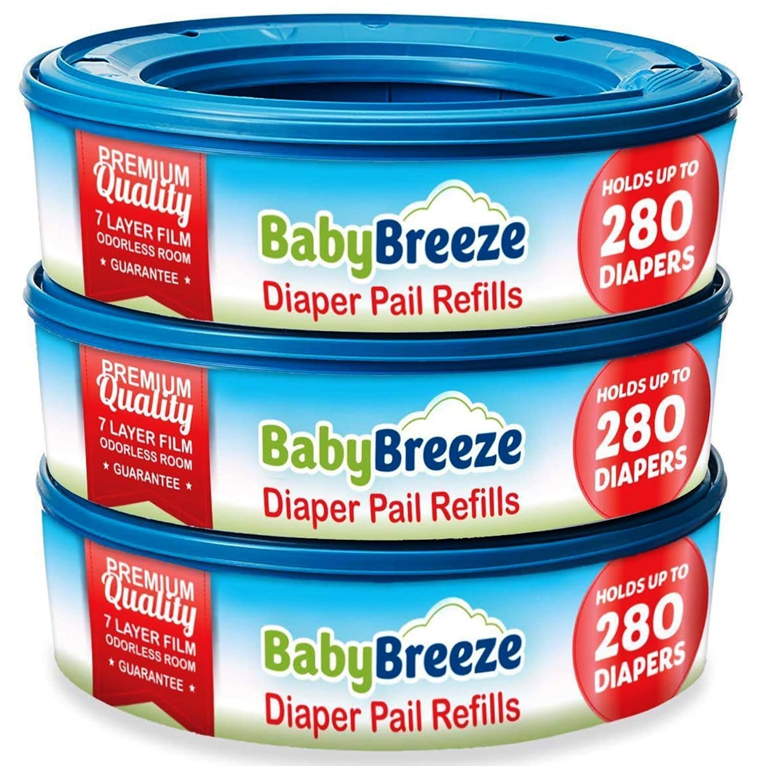 BabyBreeze Diaper Pail Refill Bags Compatible with Playtex Diaper Genie Pails Odor Absorbing Diaper